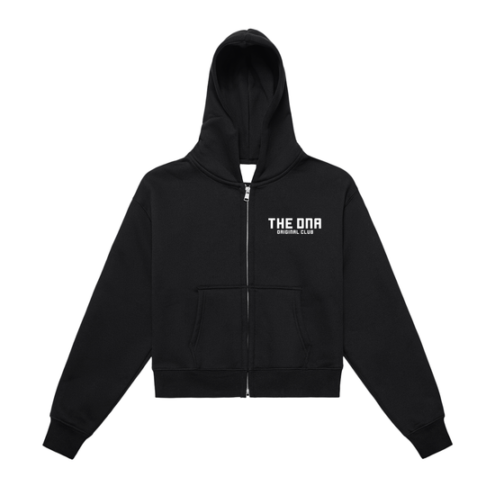 Fleeced Zip-Up Cropped Hoodie Dark Colors ODMPOD